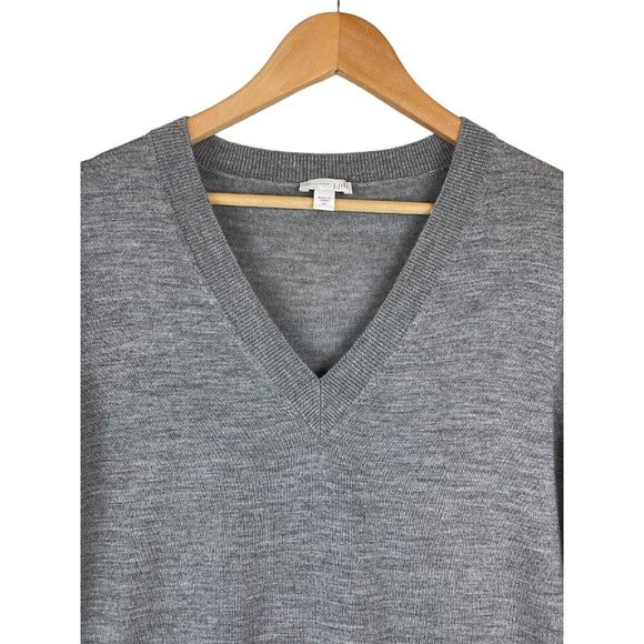 J Jill Sweater Women Size XS* Merino Wool Long Sleeve V Neck Marled Gray Lightwt - Picture 2 of 9